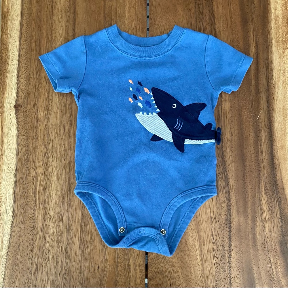Short sleeve shark boys onesie
